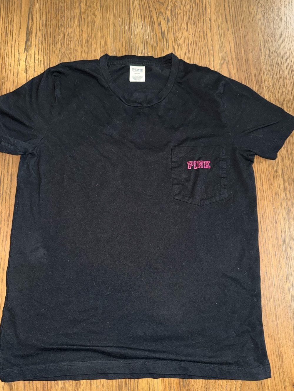 PINK Victoria's Secret Black Tee with Pink Glitter Logo